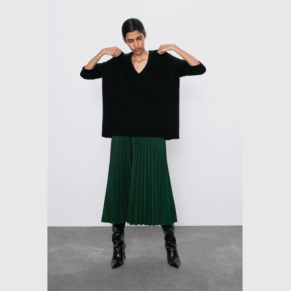 ZARA Metallic Pleated Skirt - Picture 9 of 15